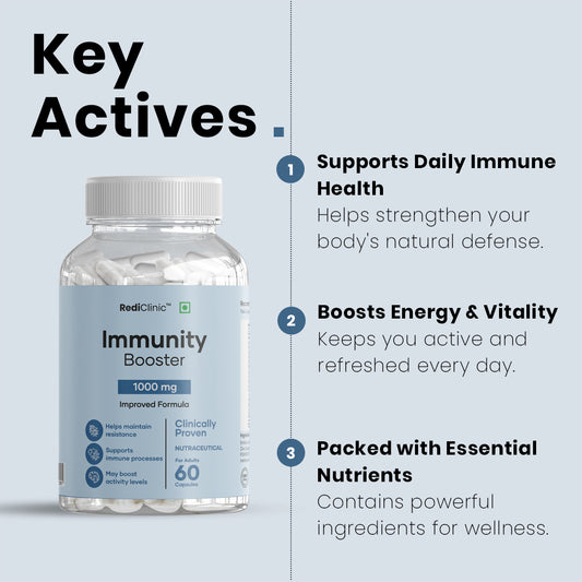 Rediclinic Immunity Booster Supplement with Emblica Officinalis, Vitamin C, Zinc, and Echinacea | 60 Capsules