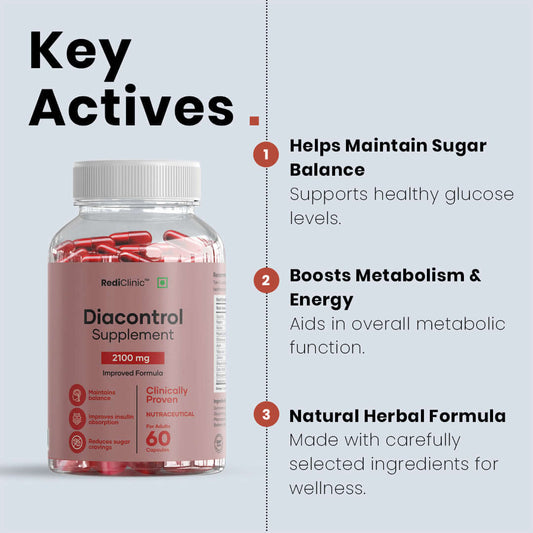 RediClinic DiaControl – Natural Blood Sugar & Glucose Management with Advanced Triterpenoid Saponins | Science-Backed Support for Diabetes | 60 Tablets