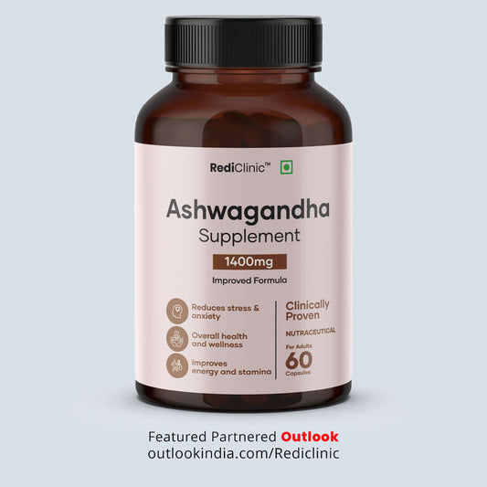 RediClinic Ashwagandha Tablets : Organic Extract with Black Pepper | 1400mg | 60 Capsules