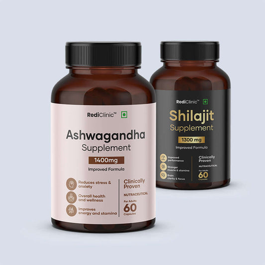 RediClinic AshwaShila | Combo Of Ashwagandha (2100mg) And Shudh Shilajit (1300mg)