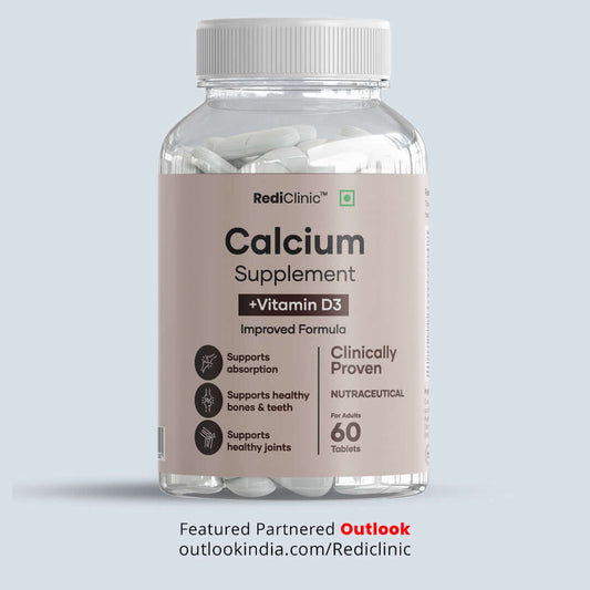 RediClinic Advanced Calcium Complex Tablets with Calcium Citrate Malate, Magnesium, Zinc, Vitamin D3, Vitamin B12 & Cissus Quadrangularis | Complete Bone Strength & Joint Support Formula | 60 Tablets