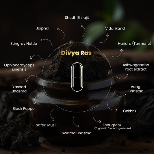 RediClinic Divya Ras Shilajit Power of 1300 mg Pure Asphaltum | Extracted from 18,000 ft Himalayan Altitudes | Enriched with 15+ Herbs