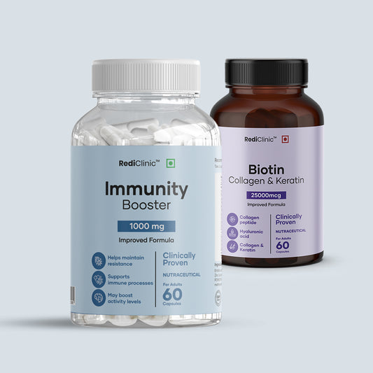 रेडिक्लिनिक नरिशिंग | बायोटिन और रोग प्रतिरोधक क्षमता बढ़ाने वाला कॉम्बो, ऑर्गेनिक अर्क से अपने बालों, त्वचा और नाखूनों को पोषण दें | 25000 मिलीग्राम