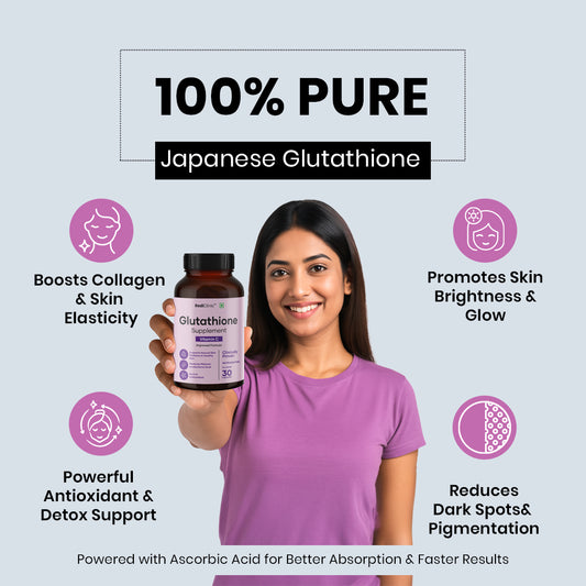 RediClinic Glutathione Tablets : 100% Pure Japanese Glutathione with Vitamin C for Radiant Skin