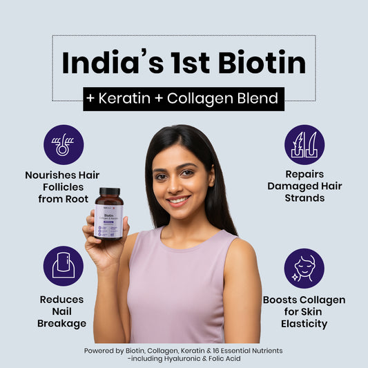 RediClinic Biotin Capsules for Men and Women | Biotin, Keratin and Collagen Peptides | Supports Healthy Hair, Skin and Nails | Helps Enhance Skin Elasticity and Hydration | Helps in Controlling Wrinkles and Fine Lines