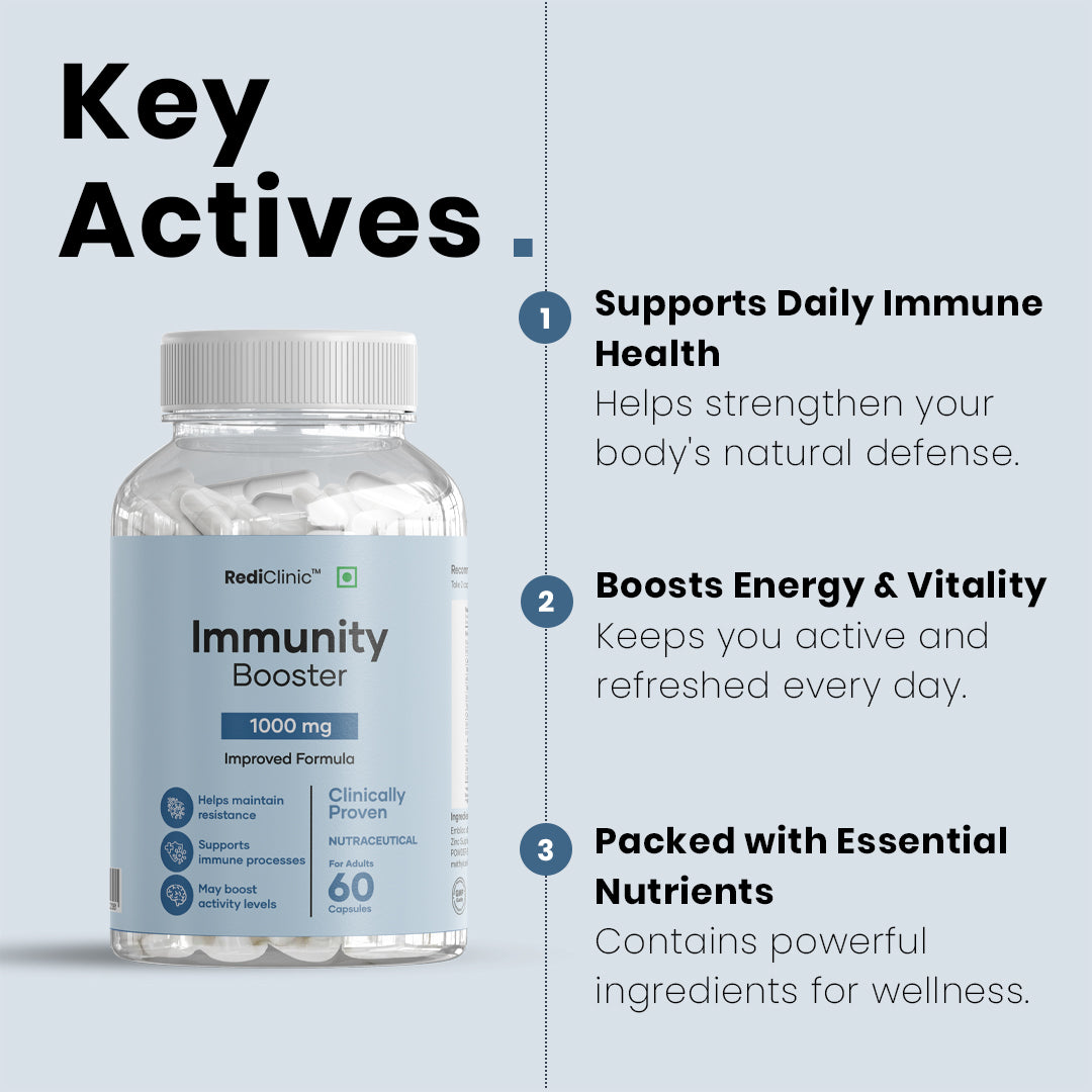 Rediclinic Immunity Booster Supplement with Emblica Officinalis, Vitamin C, Zinc, and Echinacea | 60 Capsules