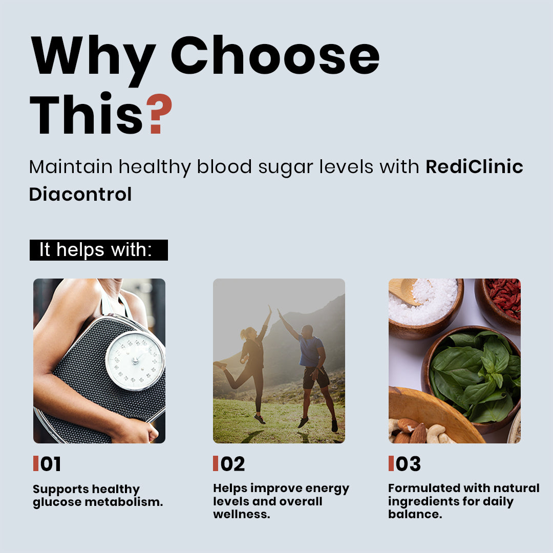 RediClinic DiaControl Tablets : Premium Blood Sugar Support | Manage Diabetes and Glucose Levels - Backed By Science | 60 Tablets