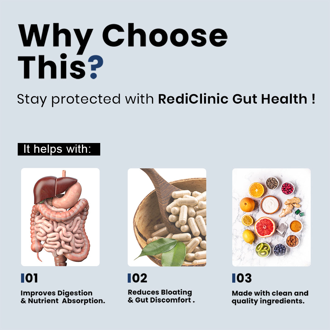 RediClinic Gut Health Pre & Probiotic Capsules with Inulin from Chicory | 60 Billion CFUs for Stronger Digestion, Gut Balance & Vitality | 60 Capsules
