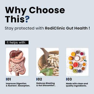 RediClinic Gut Health Pre & Probiotic Capsules with Inulin from Chicory | 60 Billion CFUs for Stronger Digestion, Gut Balance & Vitality | 60 Capsules