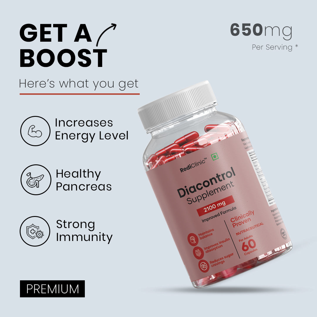 RediClinic DiaControl – Natural Blood Sugar & Glucose Management with Advanced Triterpenoid Saponins | Science-Backed Support for Diabetes | 60 Tablets