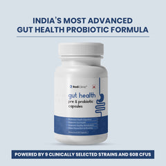 RediClinic Gut Health Pre & Probiotic Capsules with Inulin from Chicory | 60 Billion CFUs for Stronger Digestion, Gut Balance & Vitality | 60 Capsules