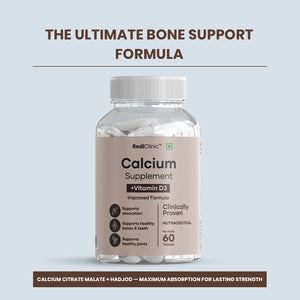 RediClinic Advanced Calcium Complex Tablets with Calcium Citrate Malate, Magnesium, Zinc, Vitamin D3, Vitamin B12 & Cissus Quadrangularis | Complete Bone Strength & Joint Support Formula | 60 Tablets