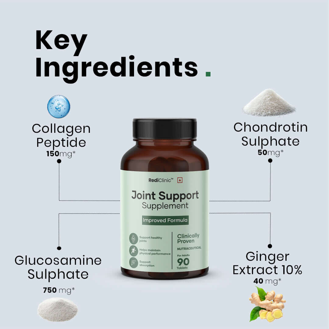 RediClinic Joint Support Supplement: Powerful Blend of Glucosamine, Chondroitin & Collagen for Better Joint Health
