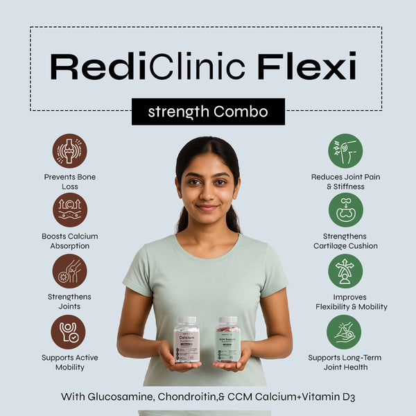 रेडिक्लिनिक फ्लेक्सी स्ट्रेंथ विद कैल्शियम साइट्रेट मैलेट, सिस्सस क्वाड्रैंगुलरिस, ग्लूकोसामाइन और कॉन्ड्रोइटिन | संपूर्ण अस्थि एवं जोड़ स्वास्थ्य के लिए विश्व का नंबर 1 कॉम्बो