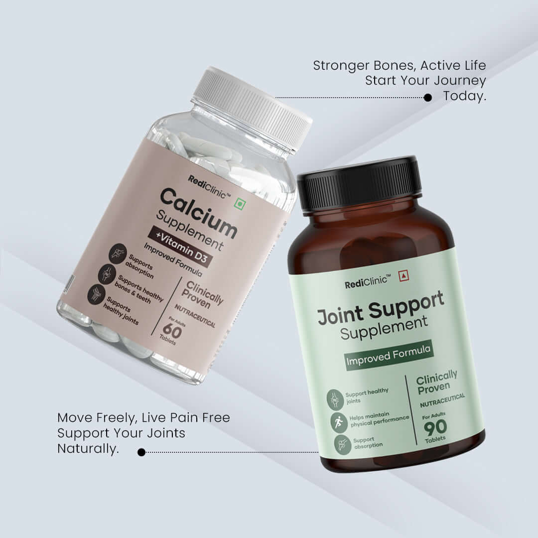 RediClinic Flexi Strength with Calcium Citrate Malate, Cissus Quadrangularis, Glucosamine & Chondroitin | The World’s No.1 Combo for Total Bone and Joint Health