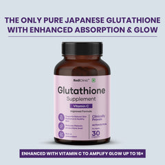 RediClinic Glutathione Capsules : 100% Pure Japanese Glutathione with Vitamin C for Radiant Skin