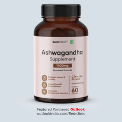 RediClinic Ashwagandha Tablets : Organic Extract with Black Pepper | 1400mg | 60 Capsules