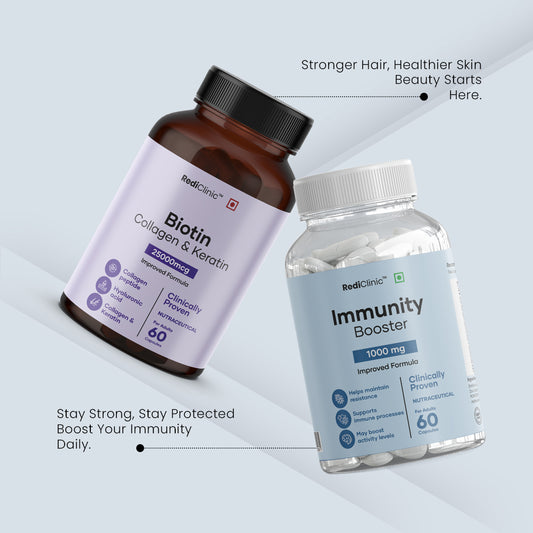 RediClinic Nourishing | Combo Of Biotin & Immunity booster, Nourish Your Hair, Skin, and Nails with Organic Extracts | 25000mg