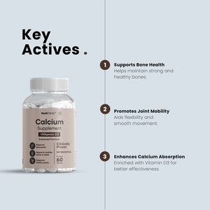Rediclinic Calcium Tablets with Magnesium, Zinc, & Vitamin D3 For Stronger Bones | 60 Capsules