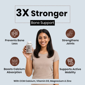 Rediclinic Calcium Tablets with Magnesium, Zinc, Vitamin D3 and Cissus Quadrangularis For Stronger Bones | 60 Tablets