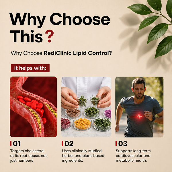 रेडिक्लिनिक लिपिड कंट्रोल – स्वस्थ कोलेस्ट्रॉल और हृदय स्वास्थ्य के लिए त्रिगुणात्मक सहायता