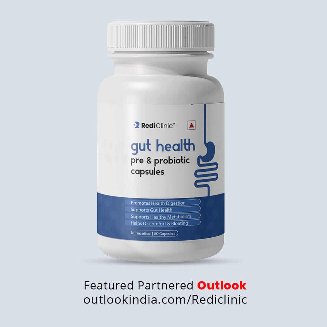 RediClinic Gut Health Pre & Probiotic Capsules with Inulin from Chicory | 60 Billion CFUs for Stronger Digestion, Gut Balance & Vitality | 60 Capsules