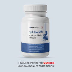 RediClinic Gut Health Pre & Probiotic Capsules with Inulin from Chicory | 60 Billion CFUs for Stronger Digestion, Gut Balance & Vitality | 60 Capsules