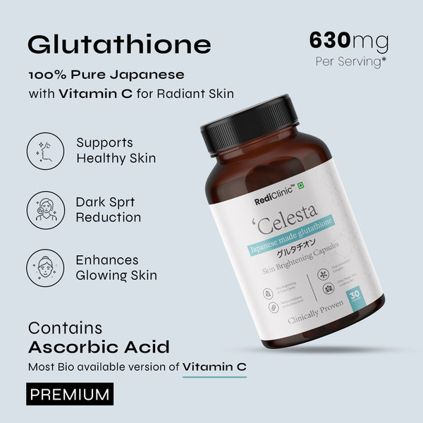 Rediclinic Celesta : 100% Pure Japanese Glutathione with Vitamin C for Radiant Skin