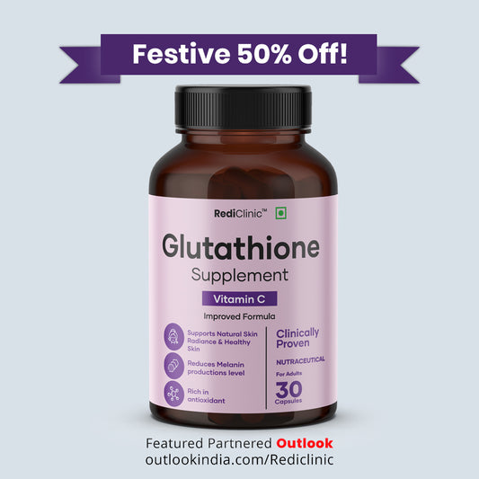 RediClinic Glutathione Capsules : 100% Pure Japanese Glutathione with Vitamin C for Radiant Skin