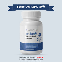 RediClinic Gut Health Pre & Probiotic Capsules with Inulin from Chicory | 60 Billion CFUs for Stronger Digestion, Gut Balance & Vitality | 60 Capsules