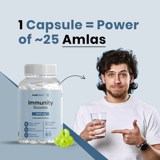 Rediclinic Immunity Booster Supplement with Emblica Officinalis, Vitamin C, Zinc, and Echinacea | 60 Capsules