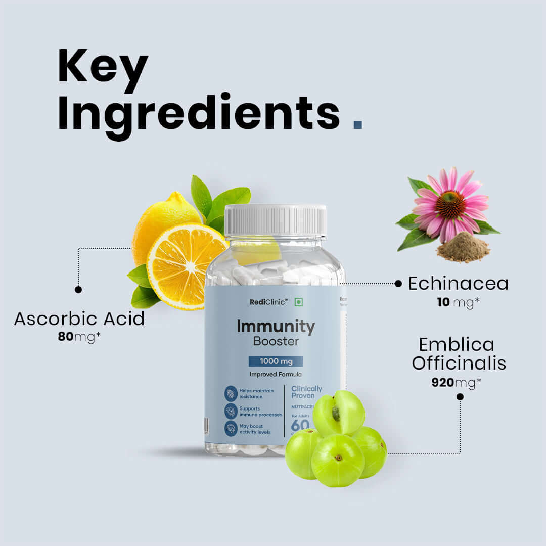 RediClinic T & B Cell Immunity Support Supplement with Emblica Officinalis and Echinacea | 60 Capsules