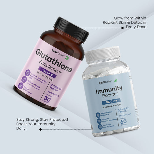 RediClinic Radiant Shield | Combo Of Immunity booster (1000mg) And Pure Japanese Glutathione (500mg)