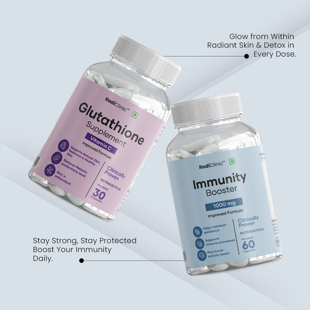RediClinic Radiant Shield | Combo Of Immunity booster (1000mg) And Pure Japanese Glutathione (500mg)