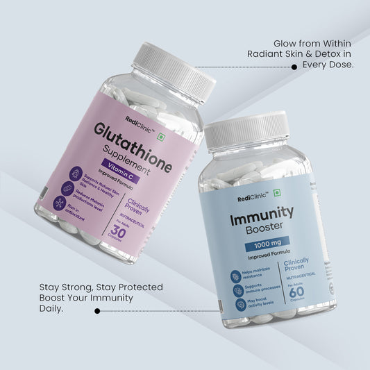RediClinic Radiant Shield | Combo Of Immunity booster (1000mg) And Pure Japanese Glutathione (500mg)