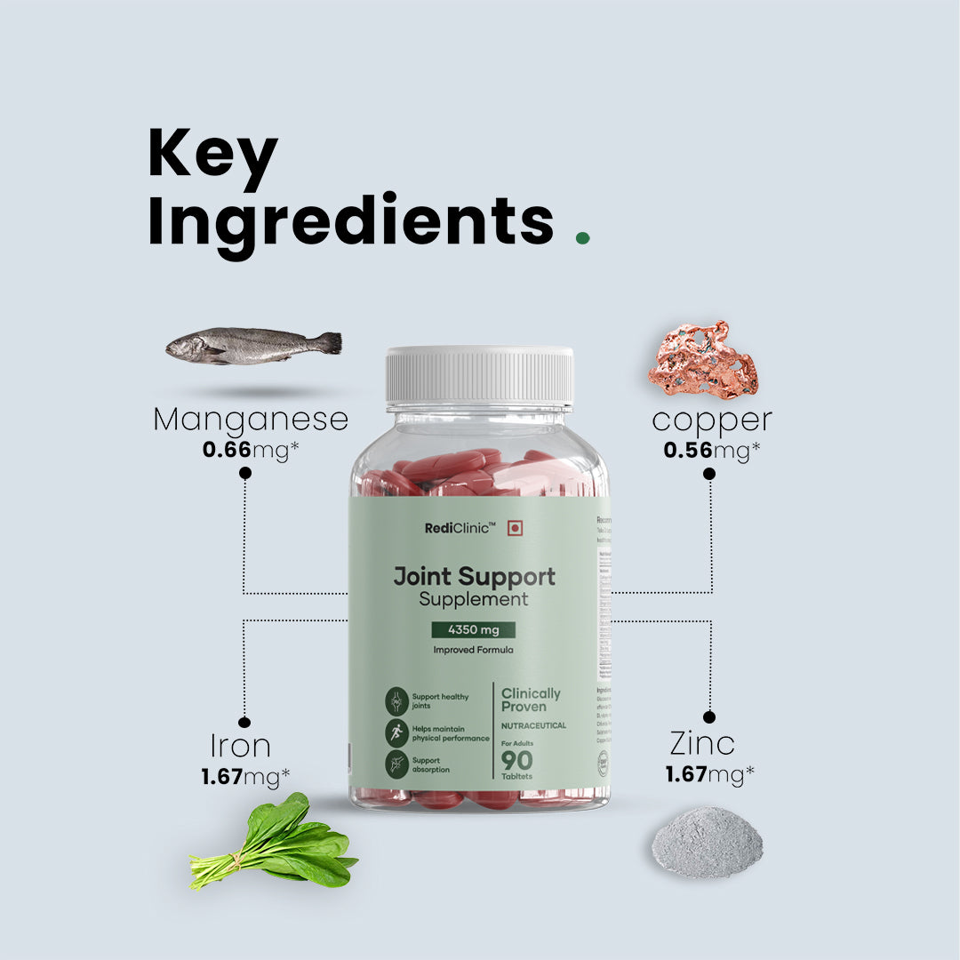 RediClinic Joint Support Supplement: Powerful Blend of Glucosamine, Chondroitin & Collagen for Better Joint Health