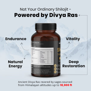 RediClinic Divya Ras Shilajit Power of 1300 mg Pure Asphaltum | Extracted from 18,000 ft Himalayan Altitudes | Enriched with 15+ Herbs