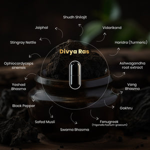 RediClinic Divya Ras Shilajit Power of 1300 mg Pure Asphaltum | Extracted from 18,000 ft Himalayan Altitudes | Enriched with 15+ Herbs