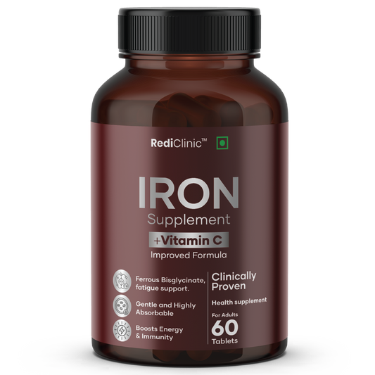 रेडिक्लिनिक आयरन + विटामिन सी (बेहतर फ़ॉर्मूला) | 60 गोलियाँ